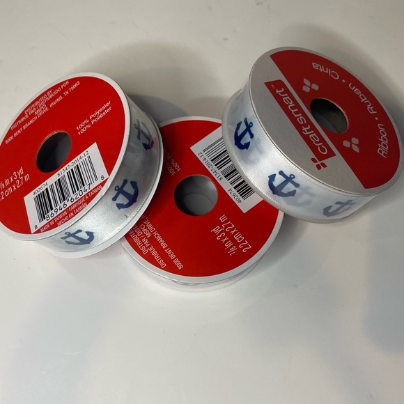 3 Rolls Craft Smart Nautical Anchor Ribbon - 7/8" x 3 Yards Each - Picture 3 of 3